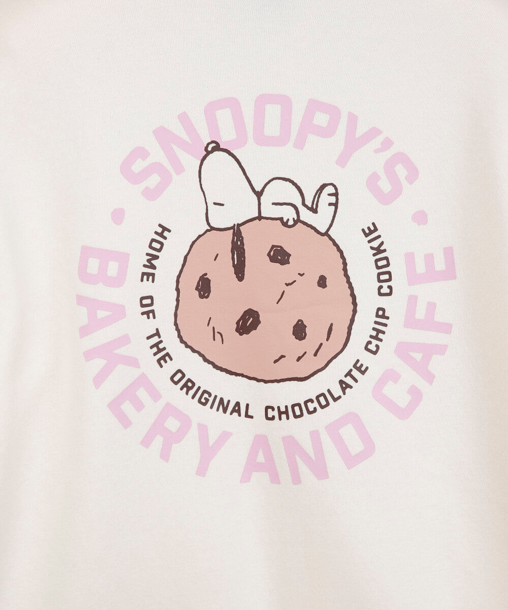 jaqueta oversized juvenil de moletom com capuz snoopy off white