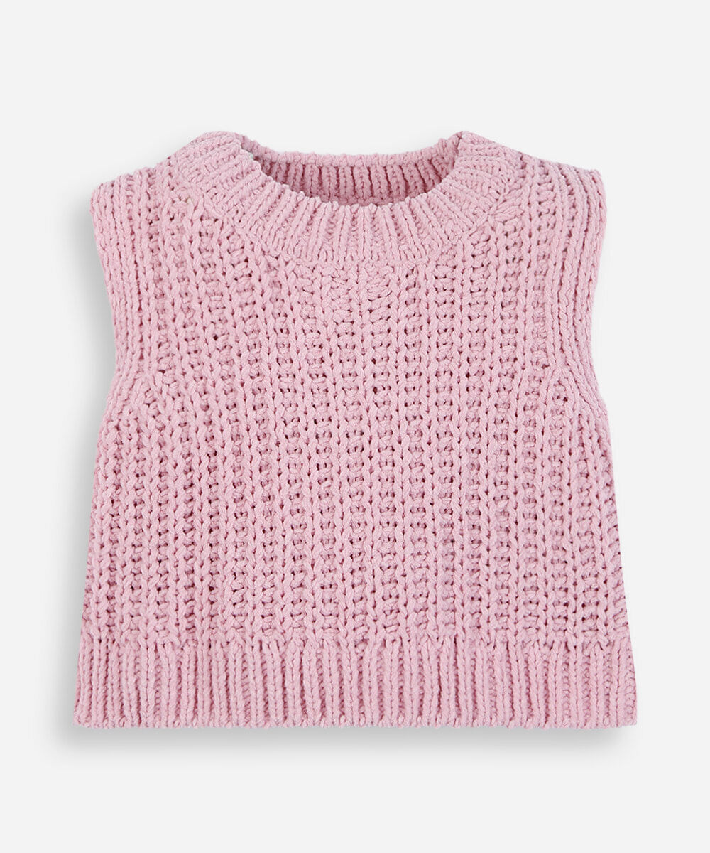 colete infantil de tricot rosa