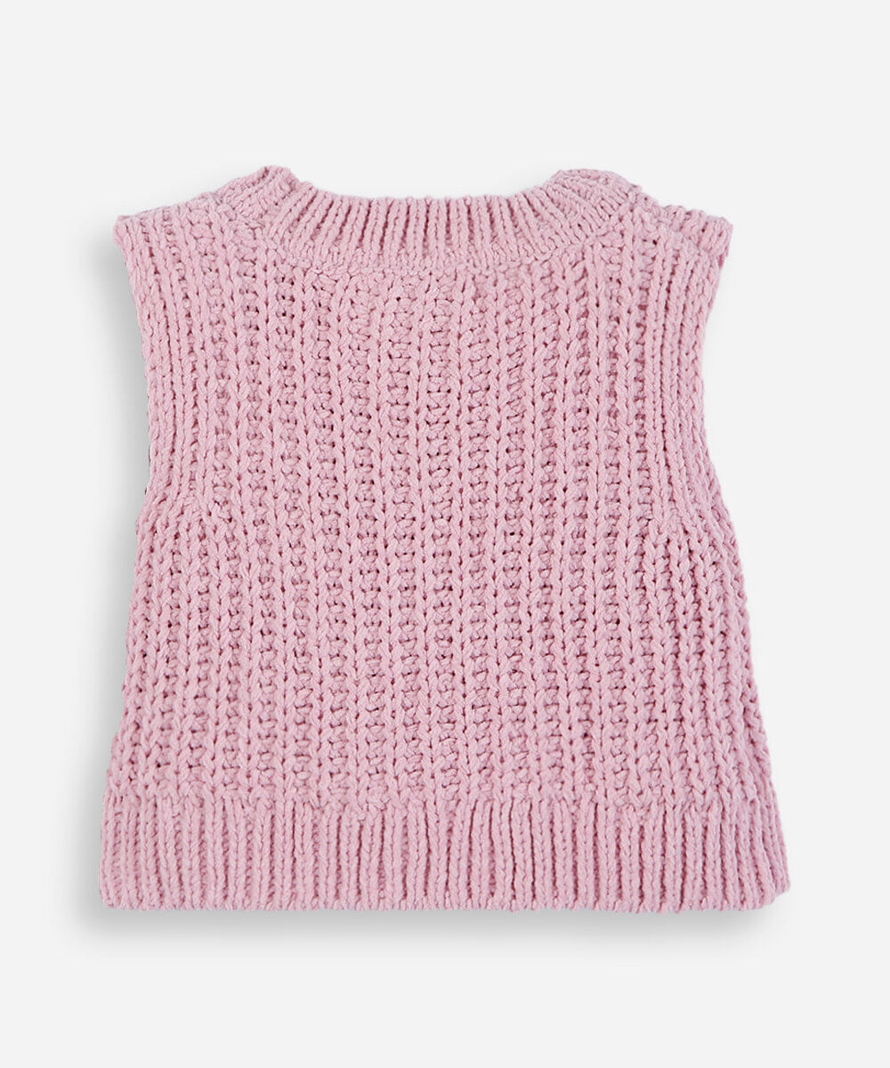 colete infantil de tricot rosa