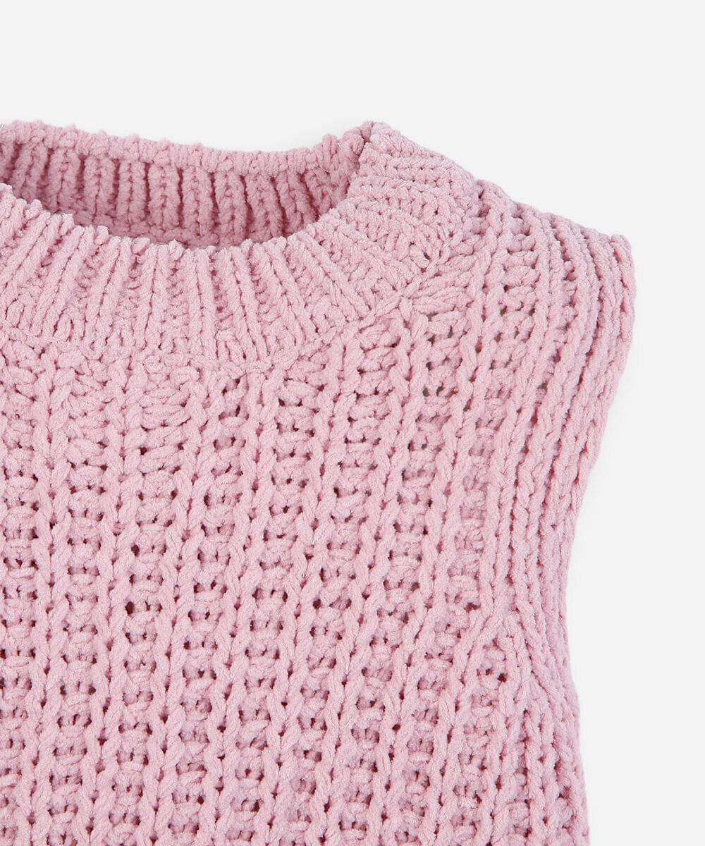 colete infantil de tricot rosa