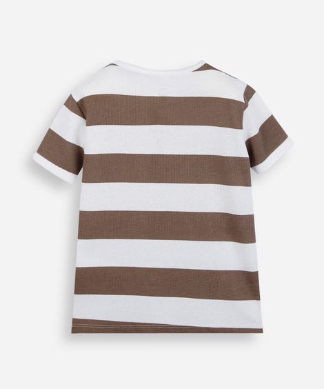 blusa infantil gola padre listrada marrom