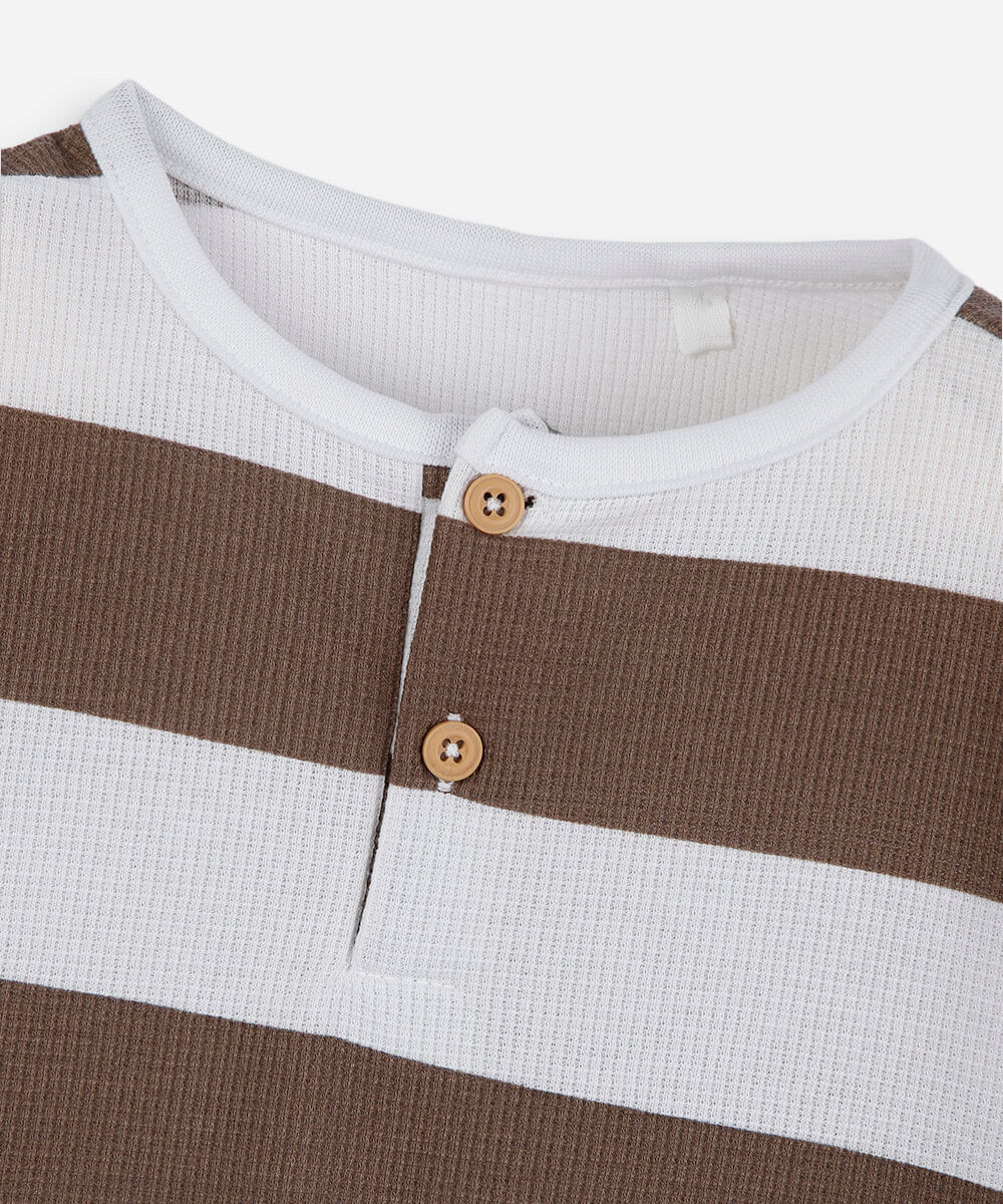blusa infantil gola padre listrada marrom