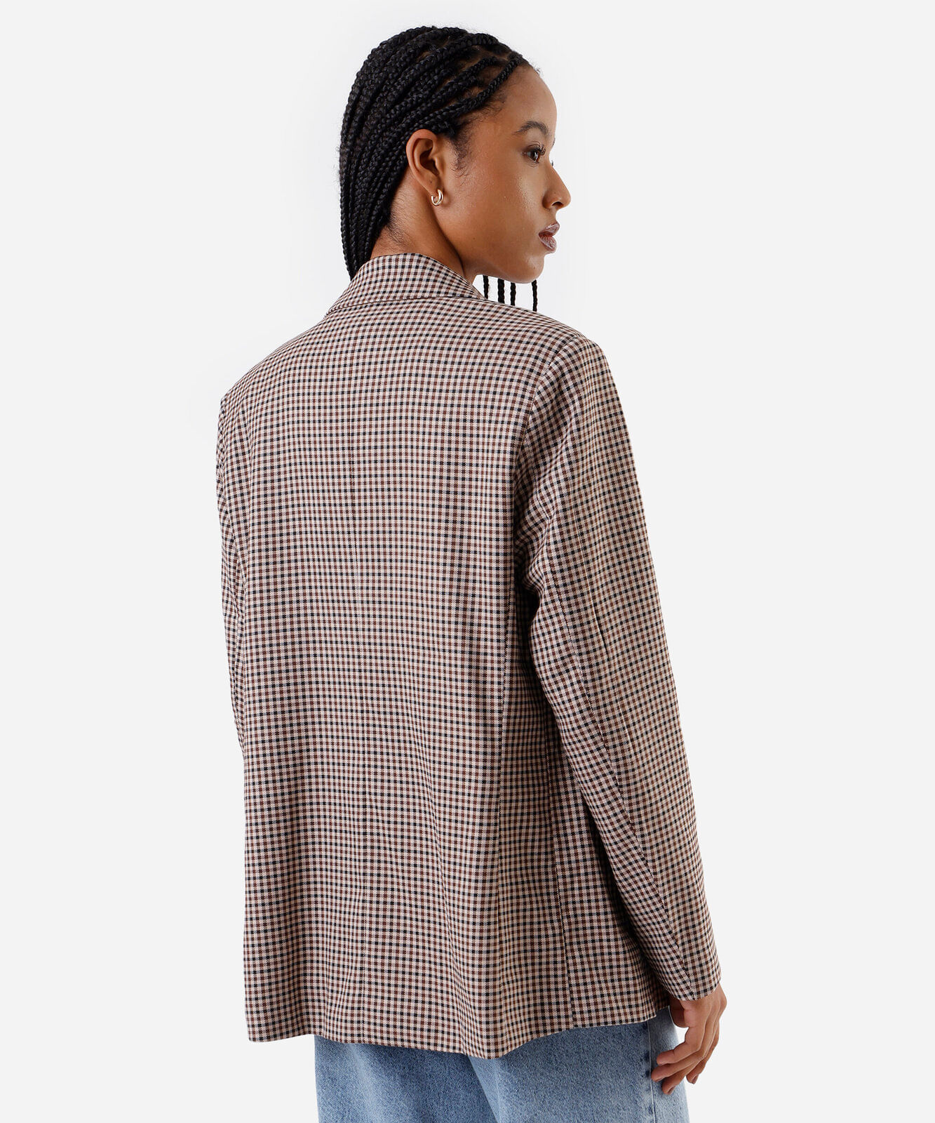 blazer de alfaiataria feminino xadrez marrom