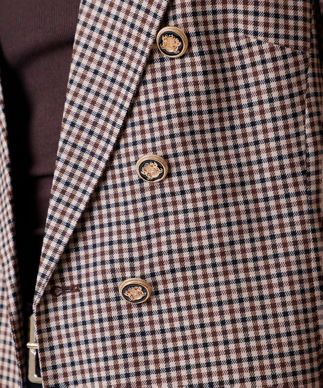 blazer de alfaiataria feminino xadrez marrom