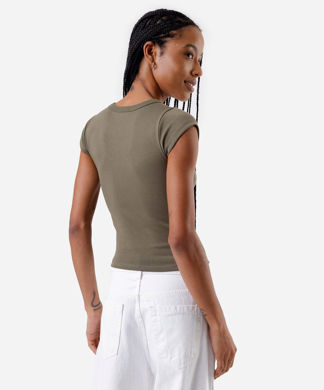 blusa baby look feminina de algodão básica verde