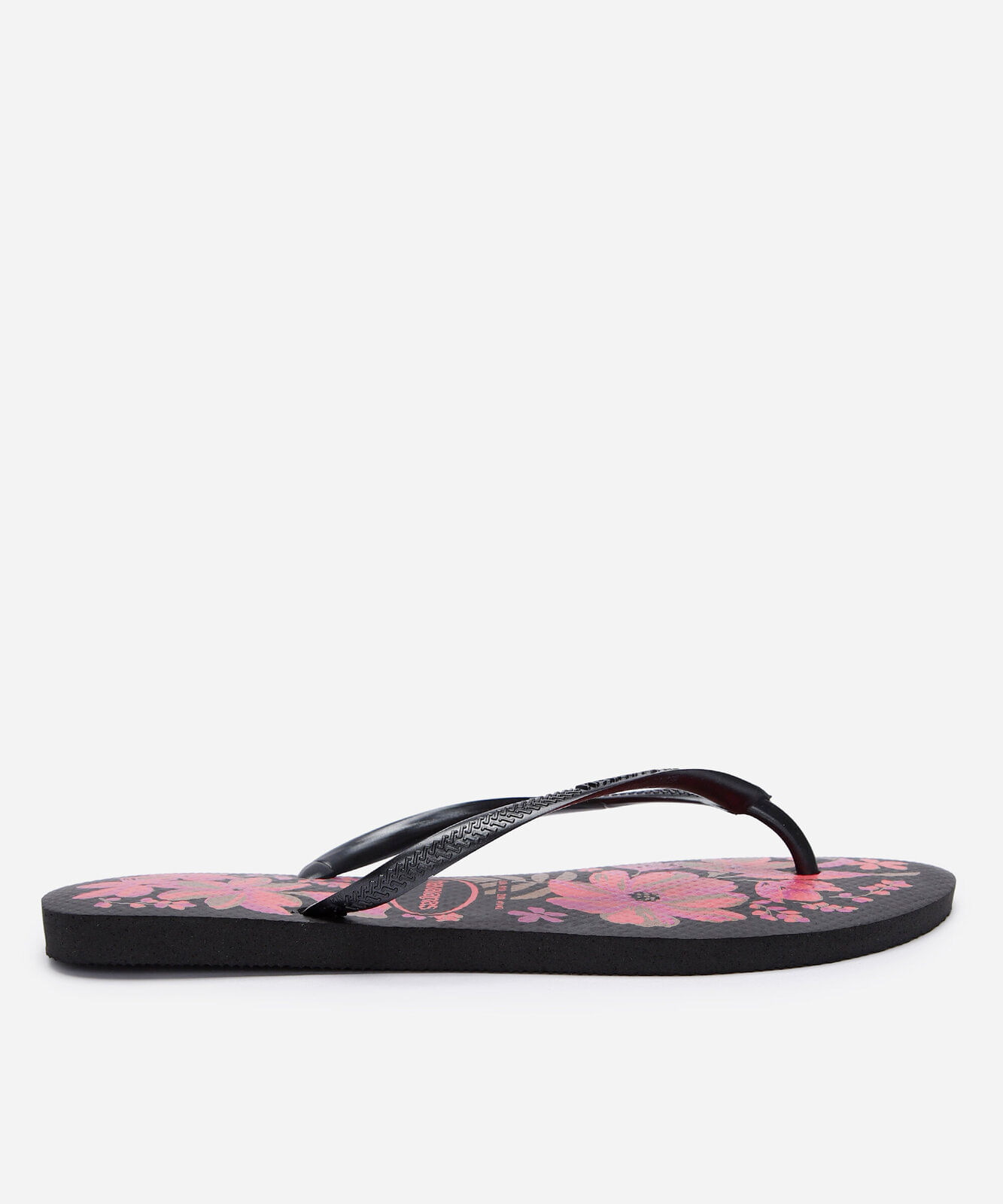 chinelo havaianas feminino slim floral preto