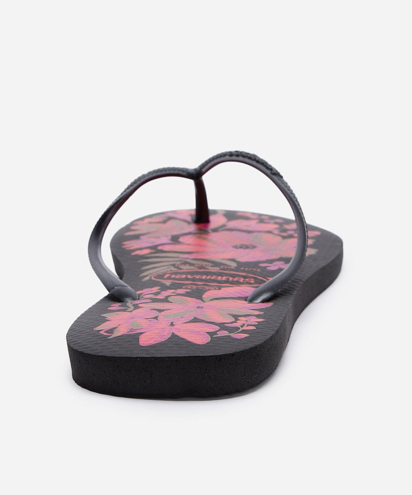 chinelo havaianas feminino slim floral preto