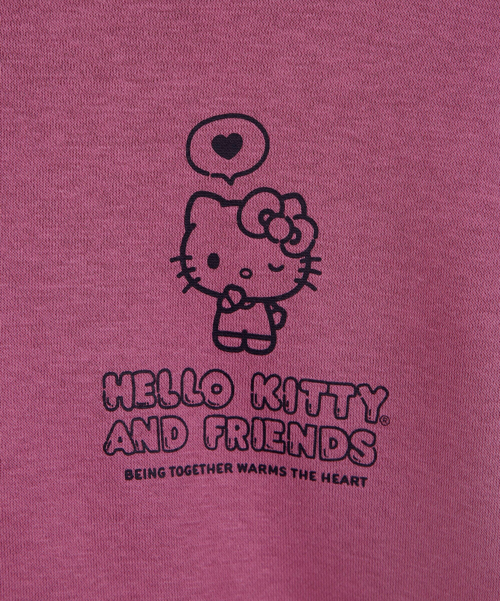 jaqueta oversized juvenil de moletom com capuz hello kitty roxa
