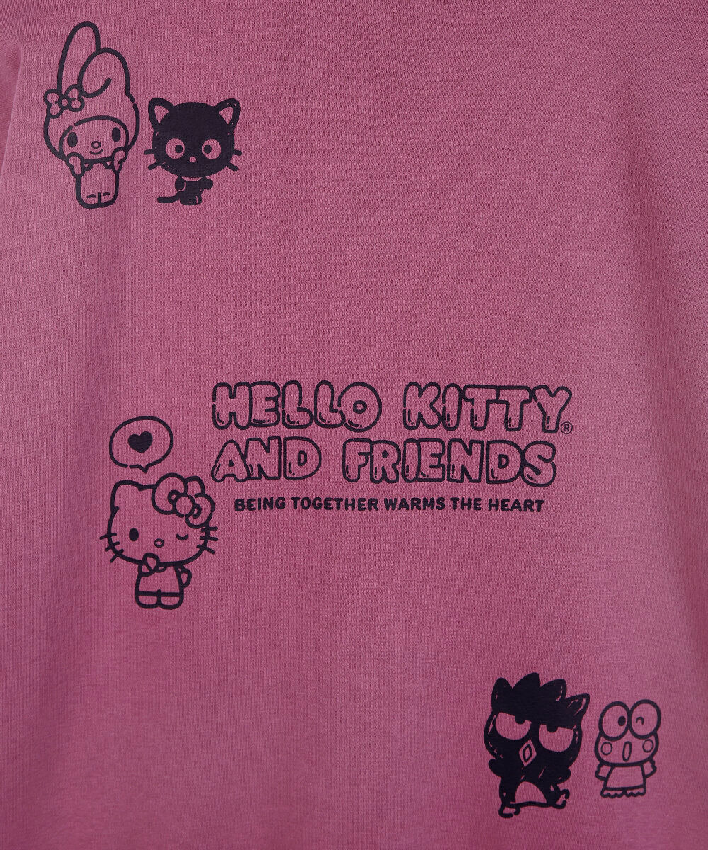 jaqueta oversized juvenil de moletom com capuz hello kitty roxa