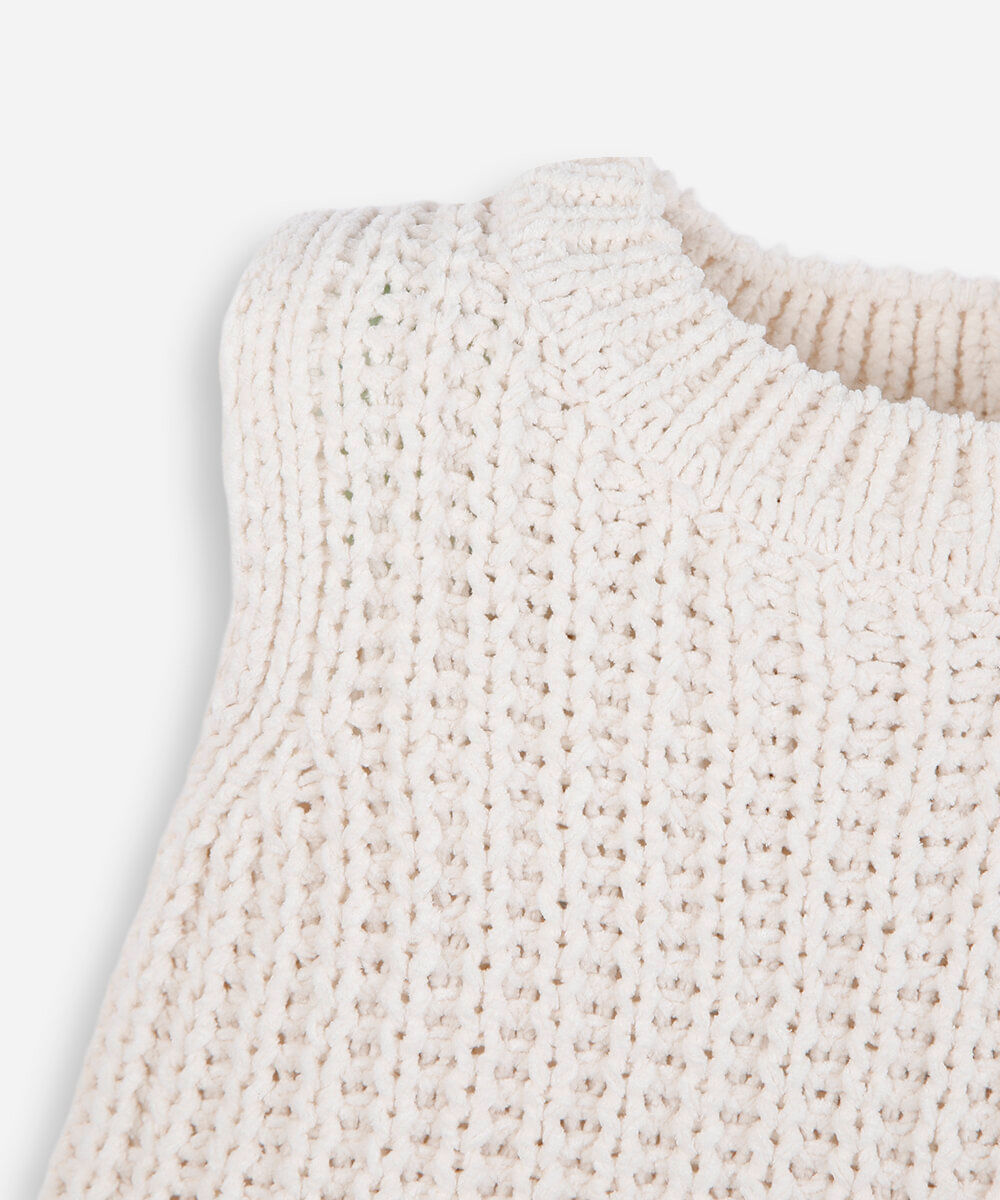 colete infantil de tricot off white