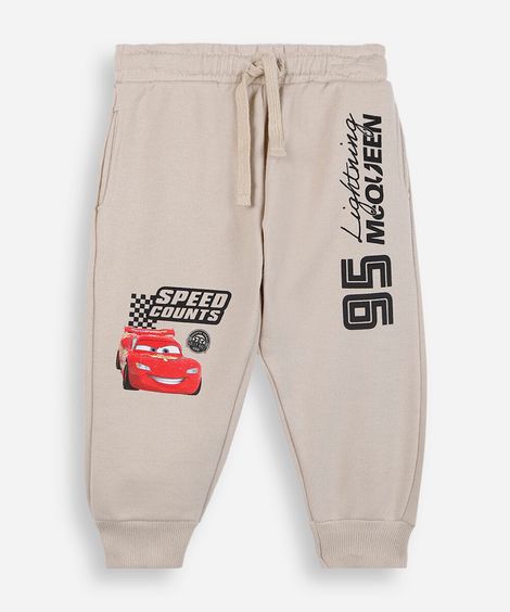 calça infantil de moletom carros bege