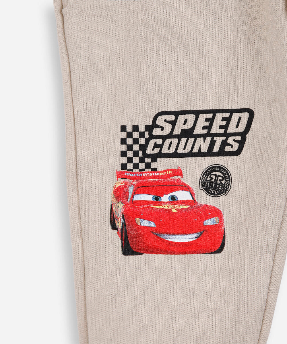 calça infantil de moletom carros bege
