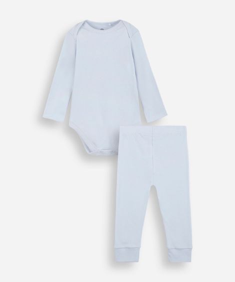 conjunto infantil body e calça de algodão azul