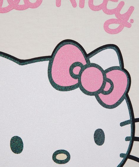 pijama curto infantil hello kitty core bege