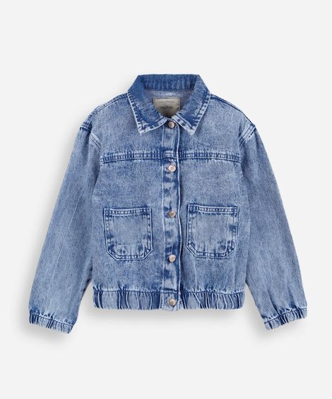 jaqueta infantil bomber jeans azul