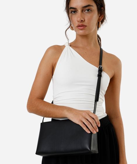 bolsa baguete feminina estruturada preta