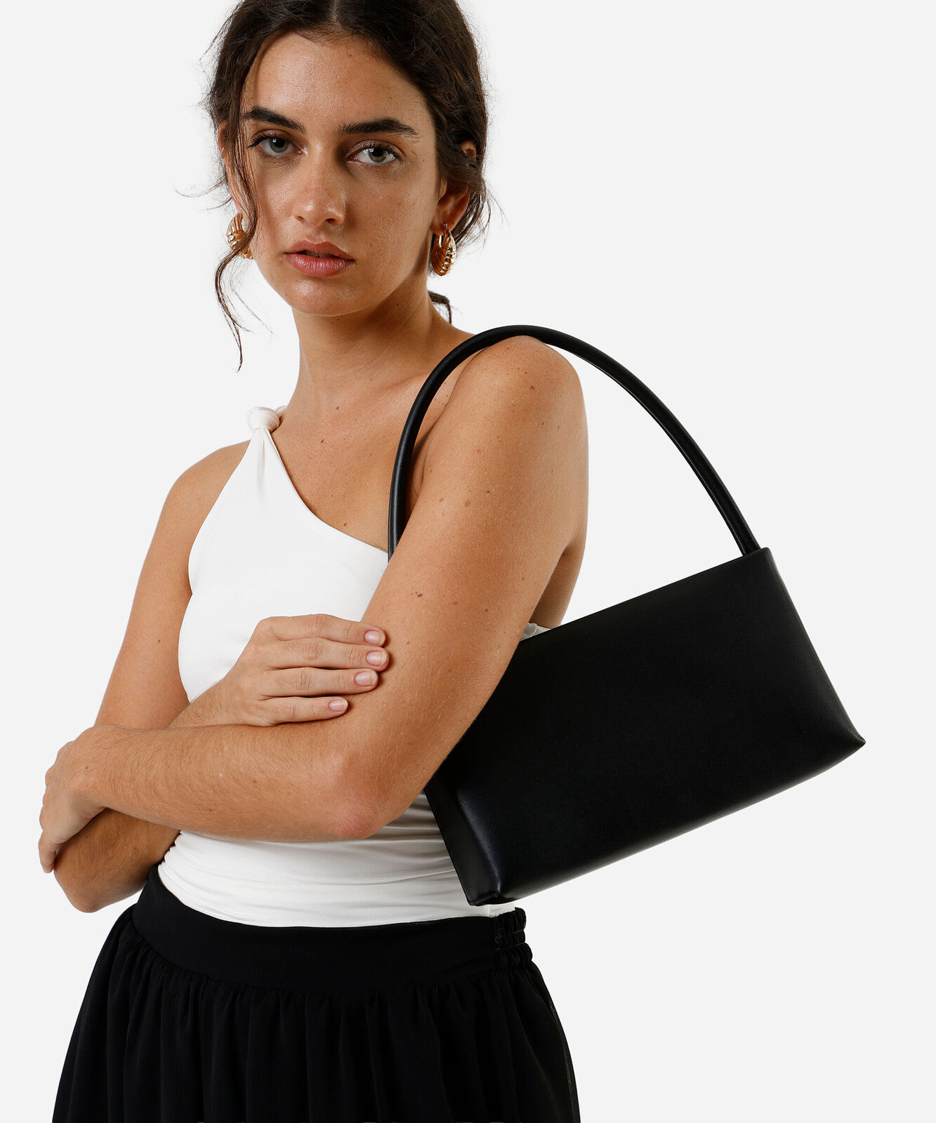 bolsa baguete feminina estruturada preta