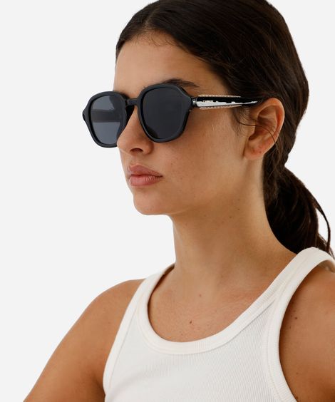 óculos de sol feminino quadrado de acetato triton preto