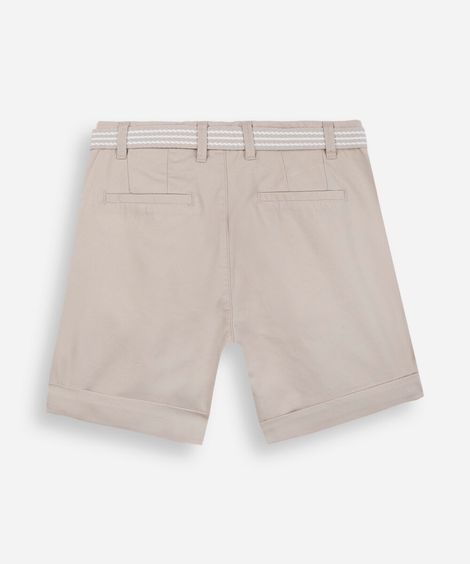 bermuda com cinto lisa bege