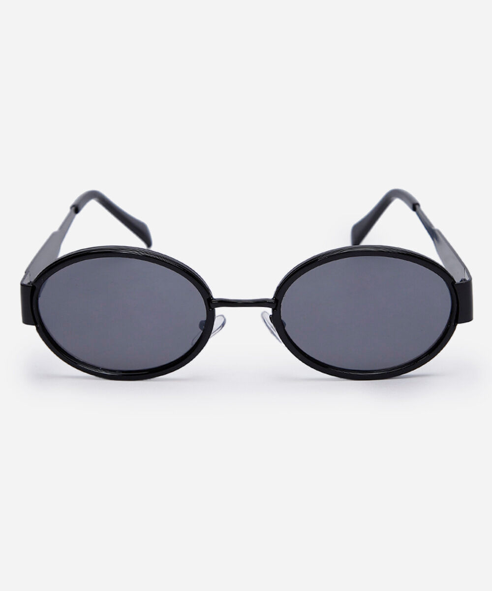 óculos de sol feminino redondo de metal triton preto