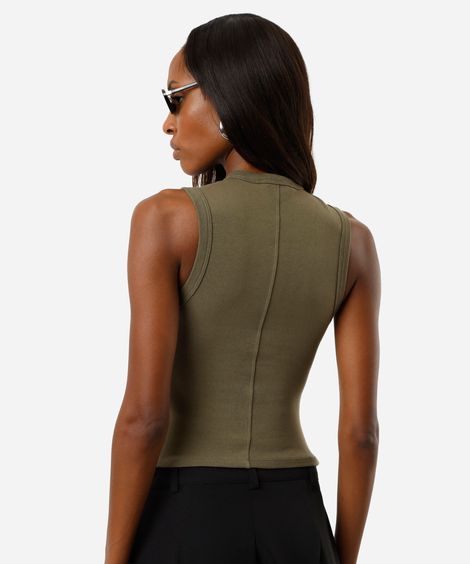 regata básica feminina de algodão decote redondo verde