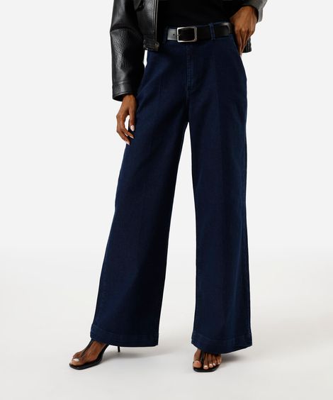 calça wide leg feminina jeans azul