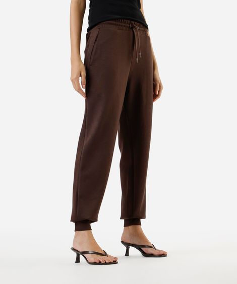 calça jogger feminina de moletinho marrom