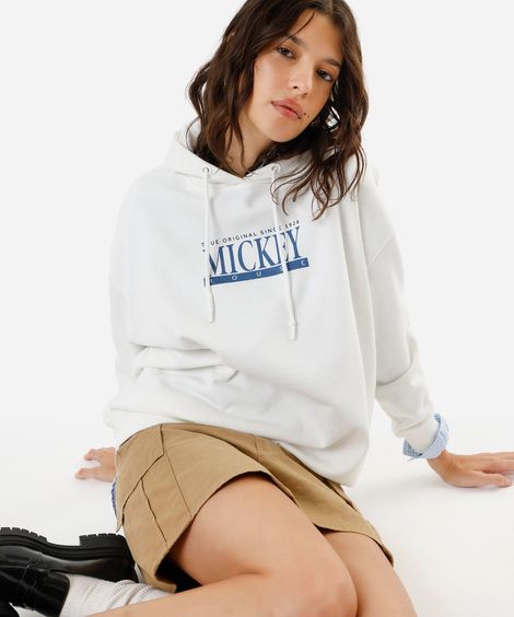 blusão de moletom feminino mickey off white