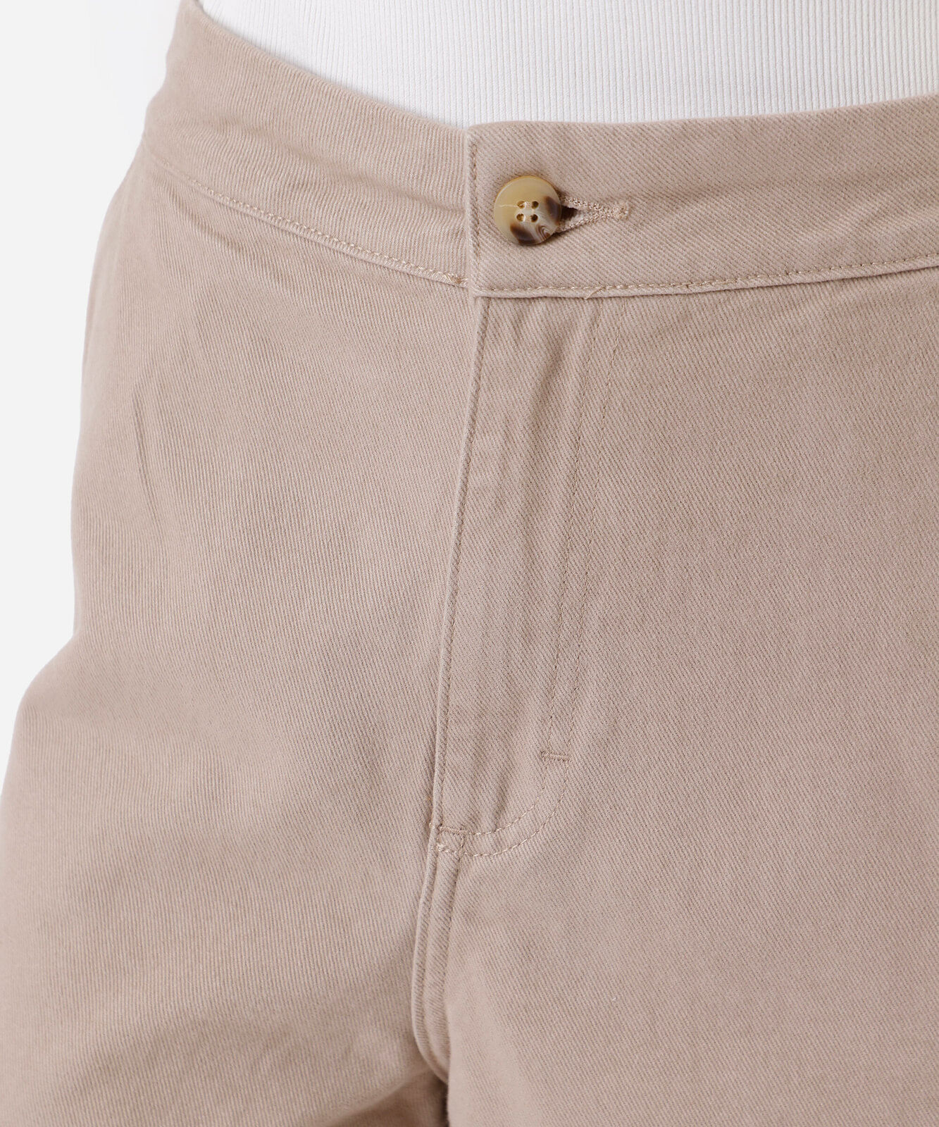 short feminino de sarja cintura alta recortes - kaki