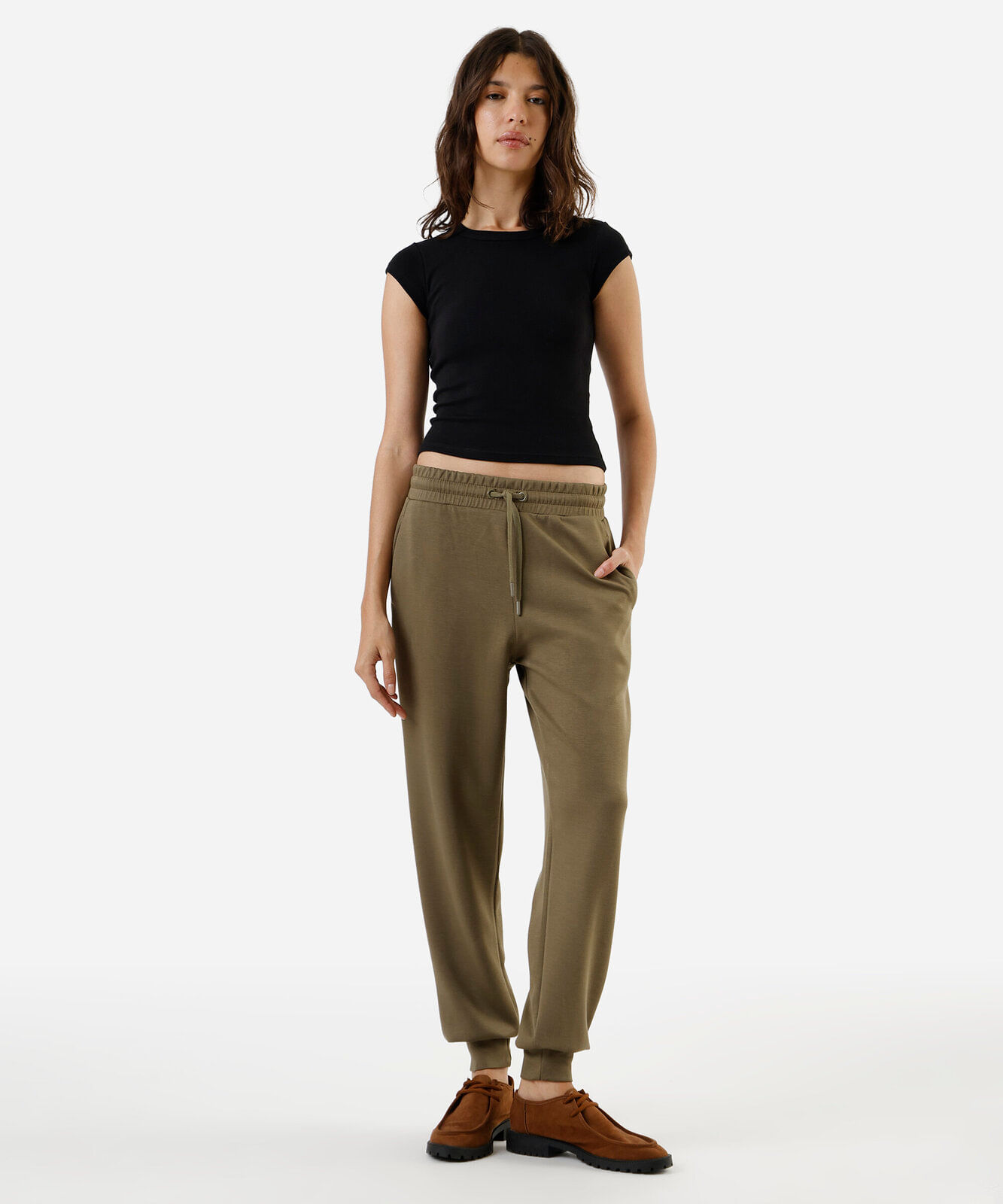 calça jogger feminina de moletinho verde
