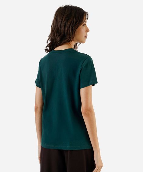 camiseta feminina de algodão estampada  verde