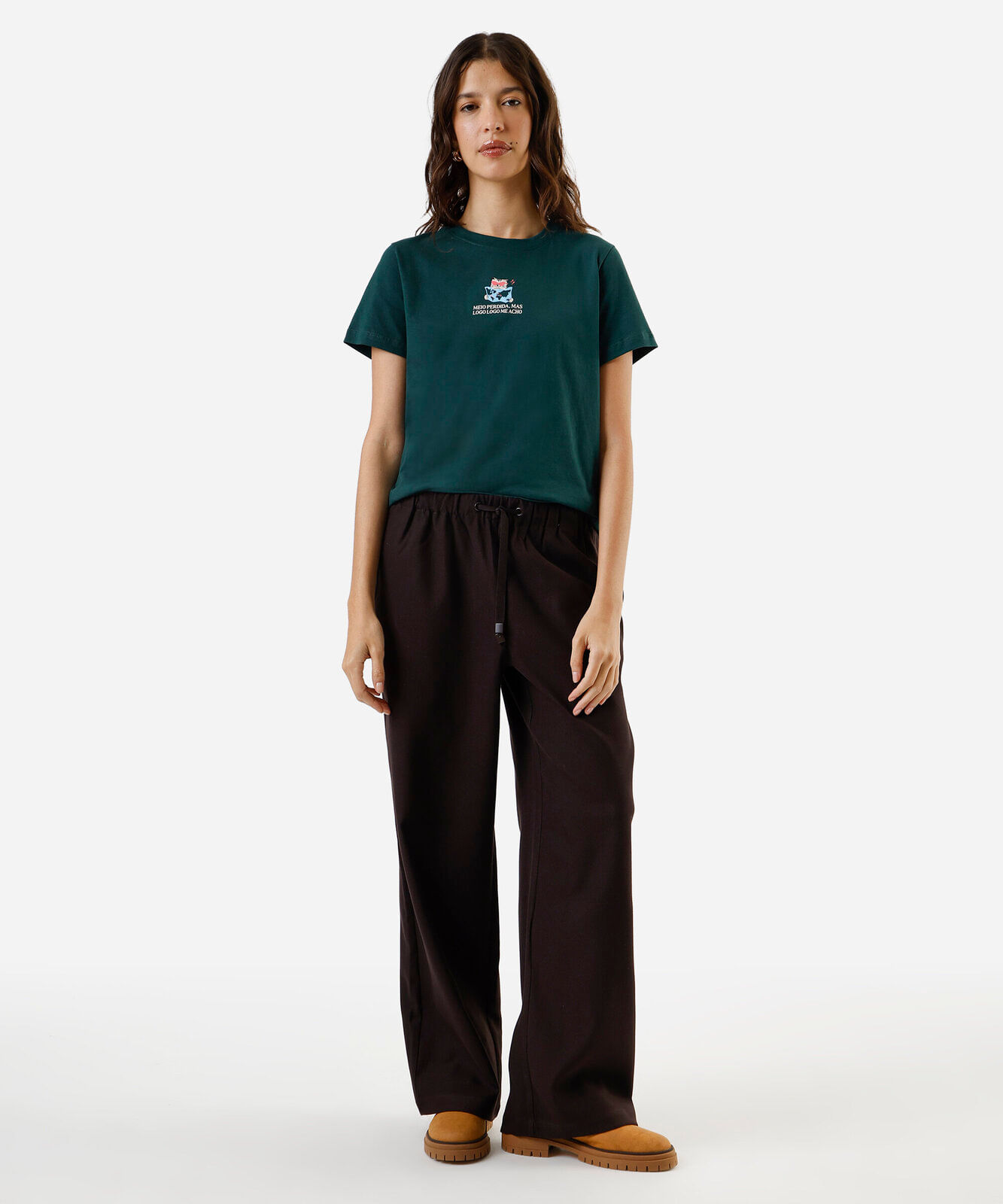 camiseta feminina de algodão estampada  verde