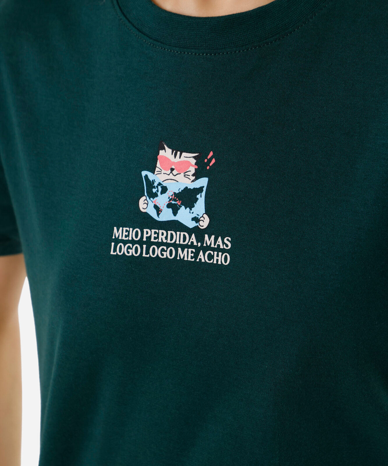 camiseta feminina de algodão estampada  verde