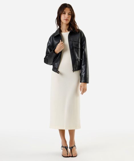 vestido midi muscle ribana de viscose off white