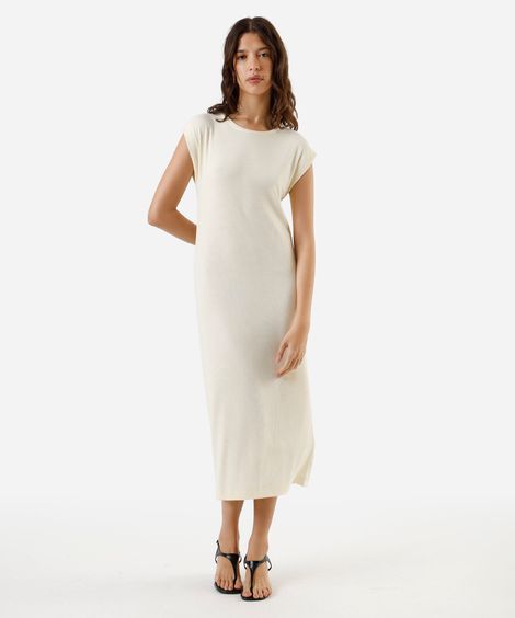 vestido midi muscle ribana de viscose off white