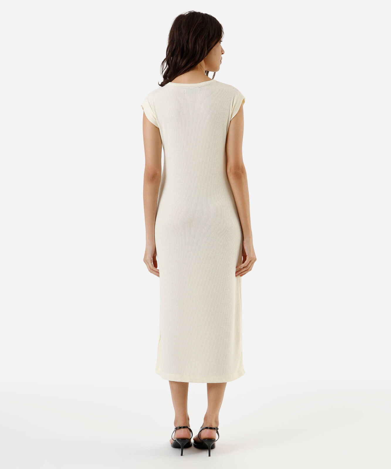vestido midi muscle ribana de viscose off white