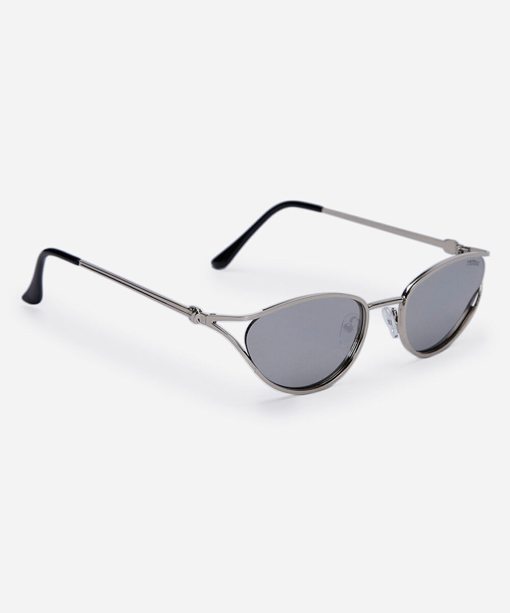 óculos de sol feminino oval de metal triton prateado