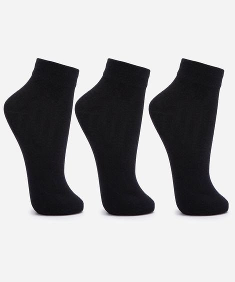 kit de 3 meias cano médio preto