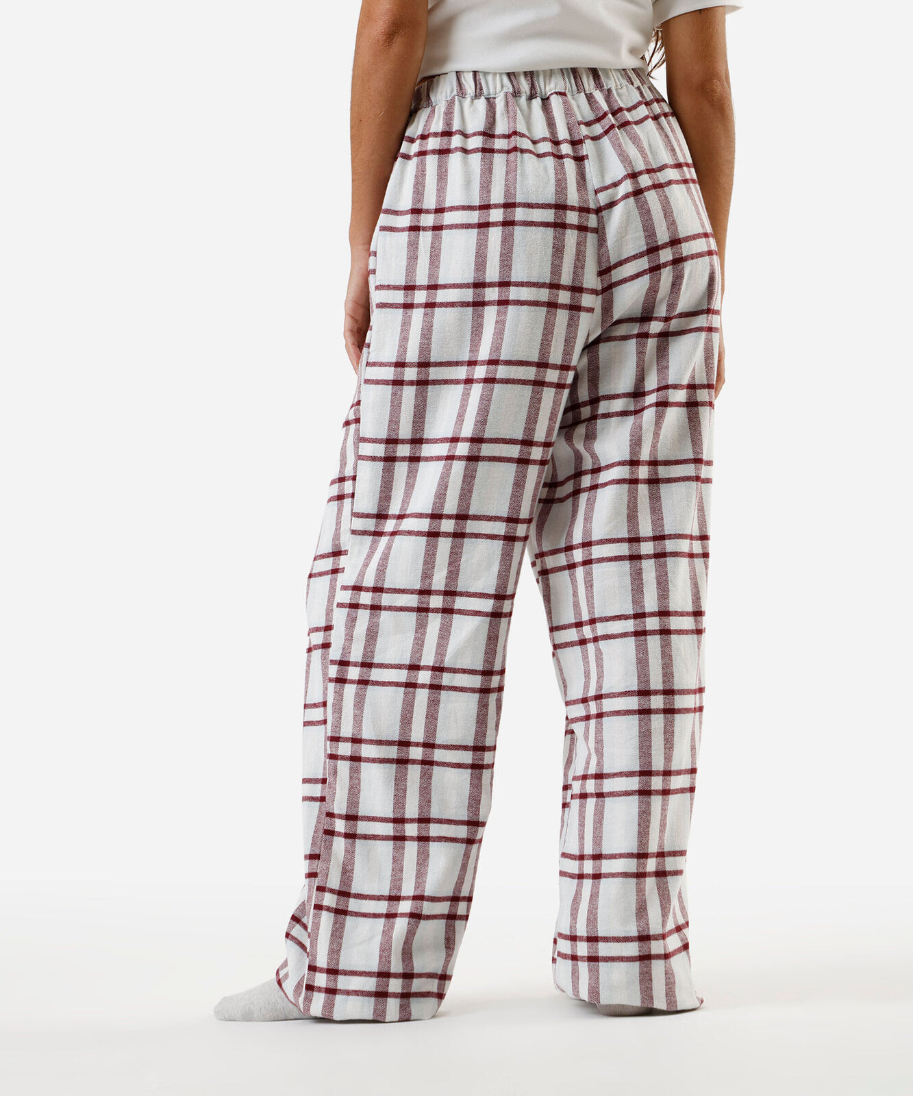 calça de pijama avulsa feminina de algodão xadrez vinho