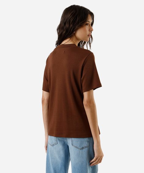 camiseta feminina de algodão peruano joie de vivre marrom