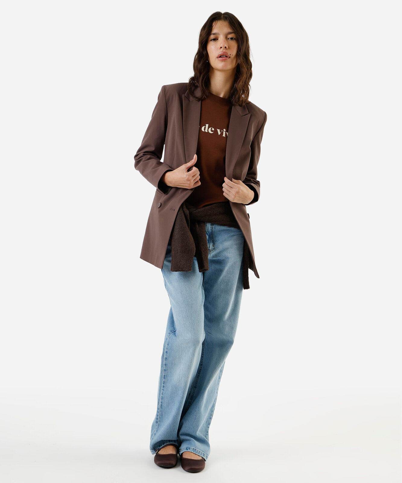 camiseta feminina de algodão peruano joie de vivre marrom
