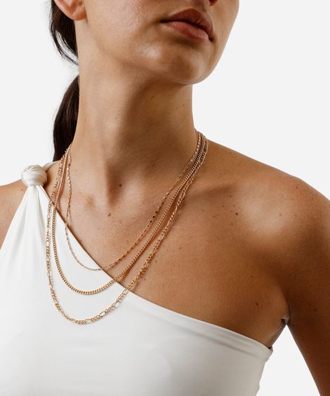 colar correntes camadas dourado