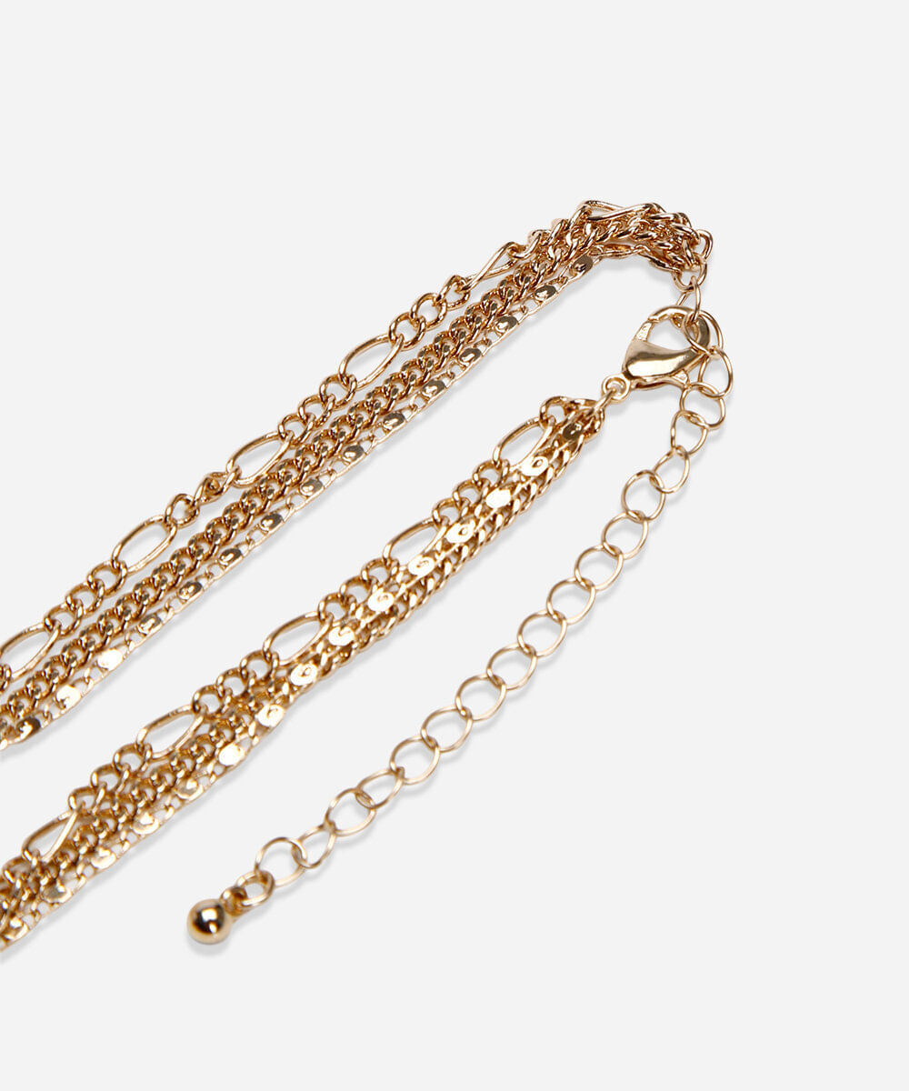 colar correntes camadas dourado