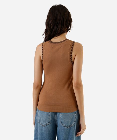 regata feminina de tricot marrom