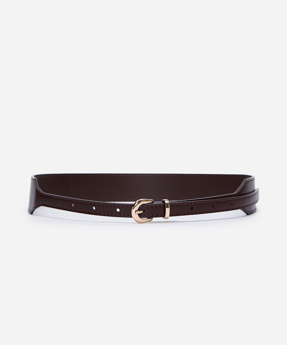 cinto feminino corset com fivela arredondada marrom