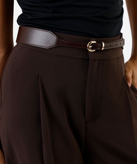 cinto feminino corset com fivela arredondada marrom