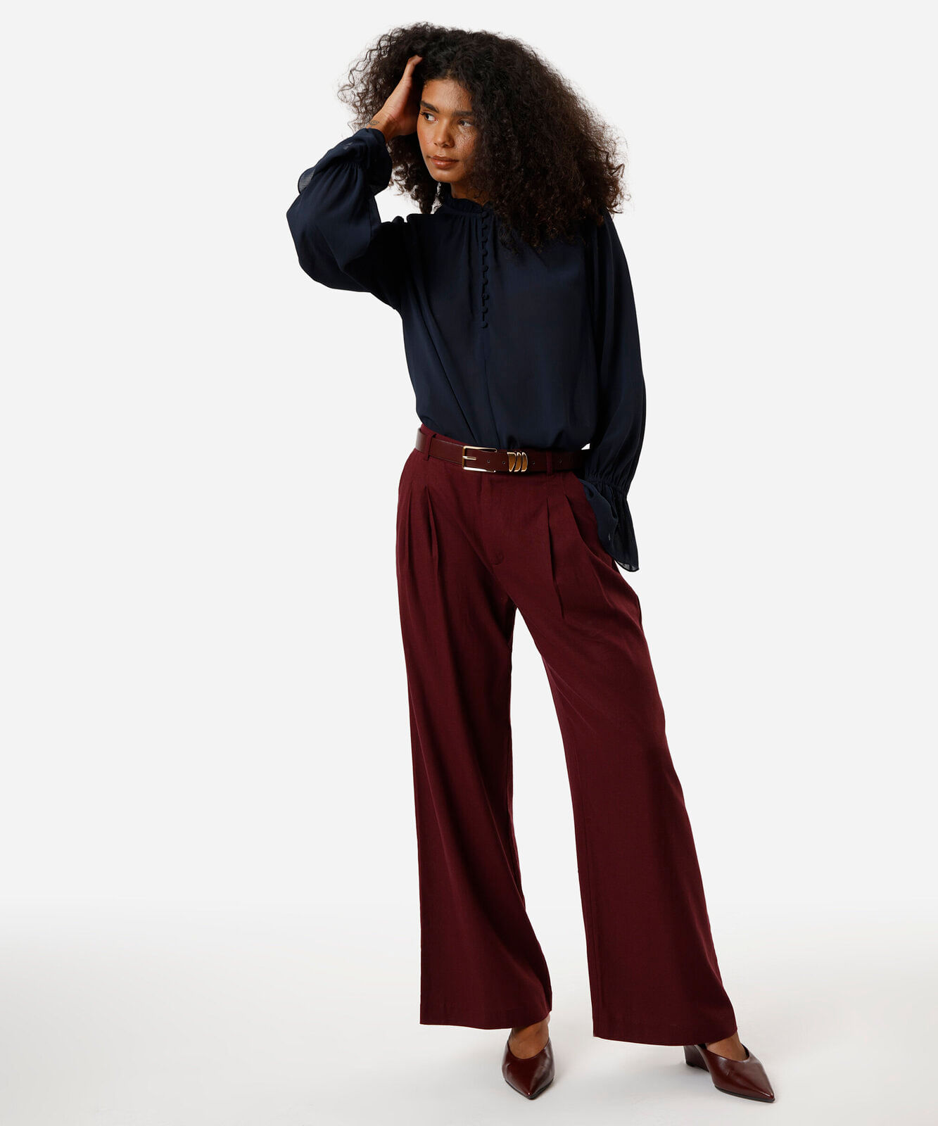 bata feminina com babado texturizada azul