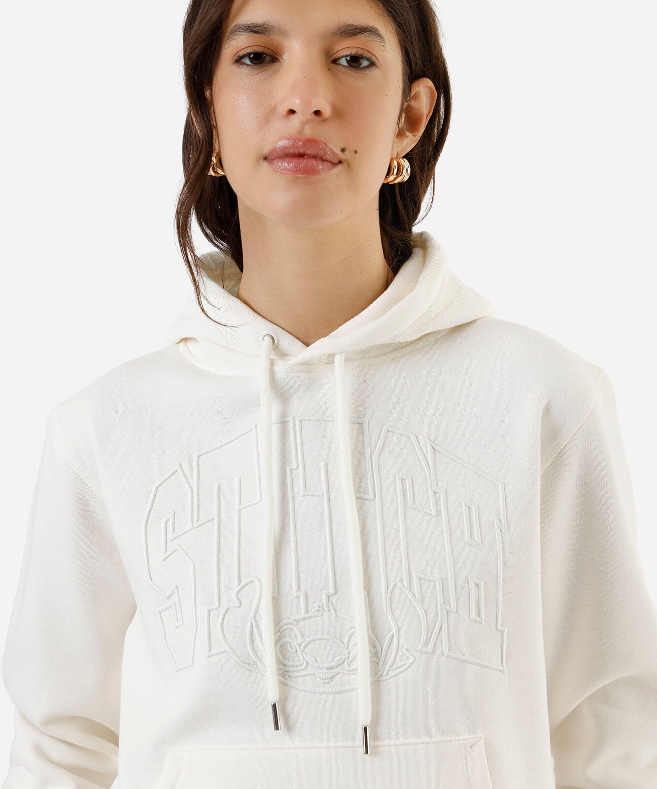 blusão de moletom stitch com capuz off white