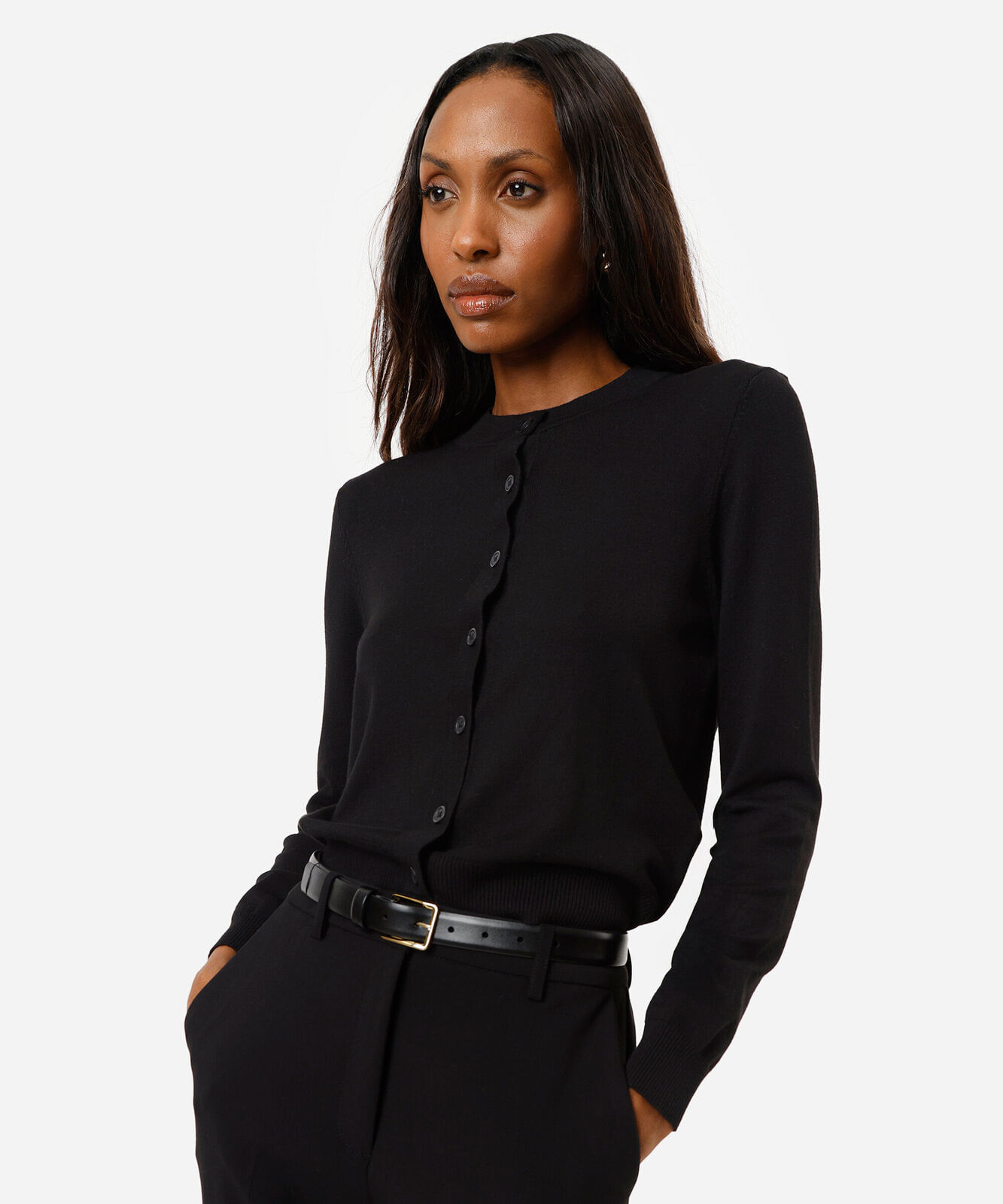 cardigan cropped feminino de tricot preto