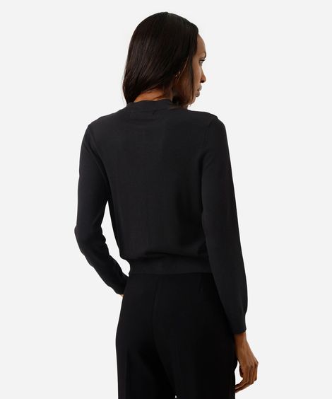 cardigan cropped feminino de tricot preto